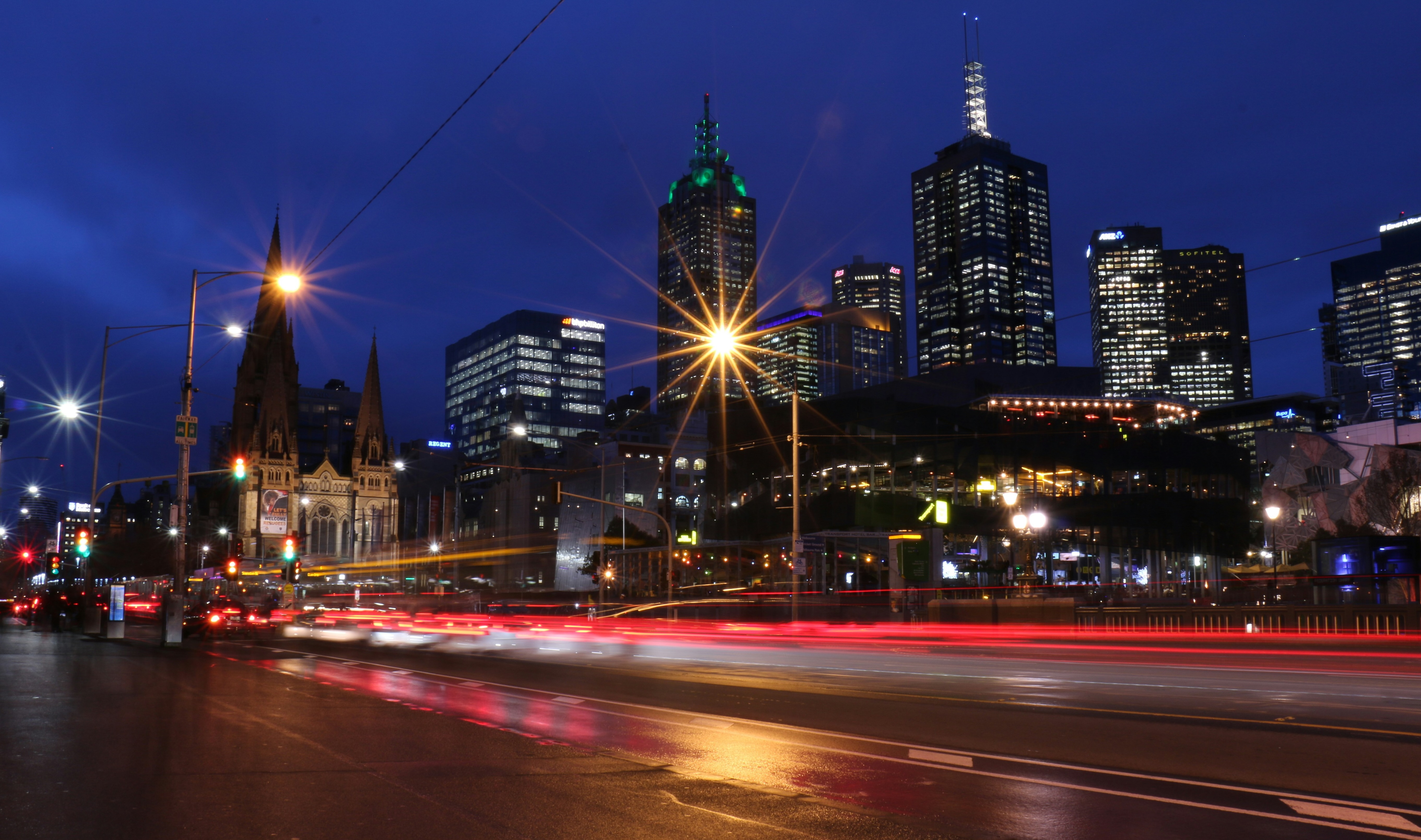 Melbourne city skyline at night